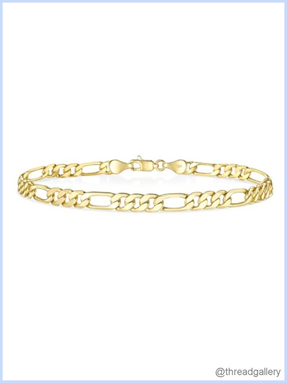 14K Gold Filled Figaro Link Bracelet 4mm Diamond Cut Chain Stackable